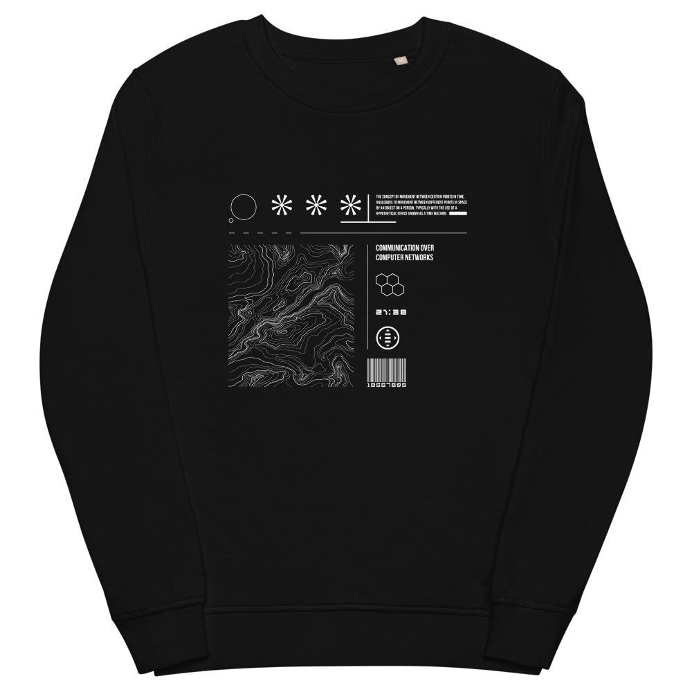 TIME TRAVELER - HOLOGRAPHIC MAP organic sweatshirt Embattled Clothing Black S 