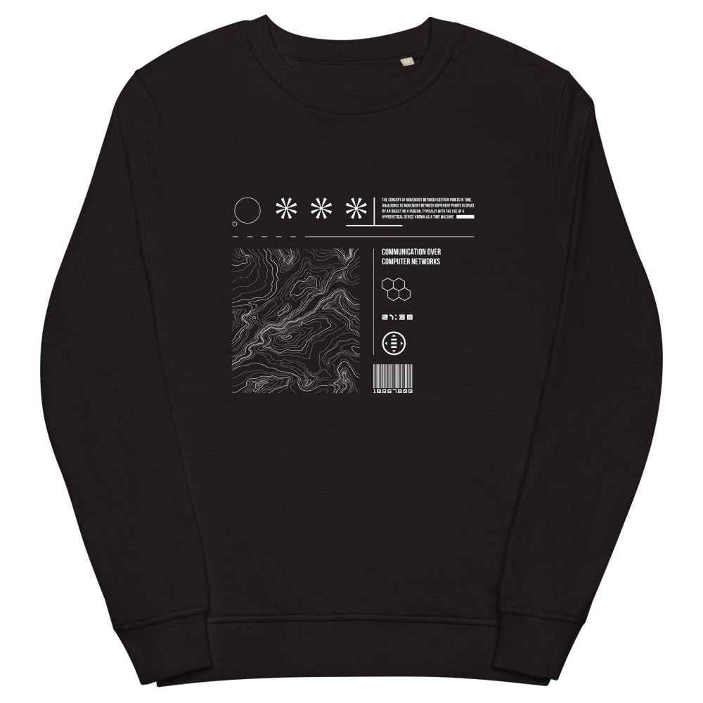 TIME TRAVELER - HOLOGRAPHIC MAP organic sweatshirt Embattled Clothing Deep Charcoal Grey S 
