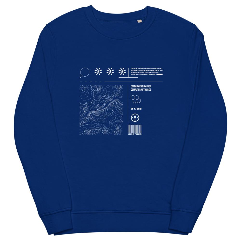 TIME TRAVELER - HOLOGRAPHIC MAP organic sweatshirt Embattled Clothing Royal Blue S 