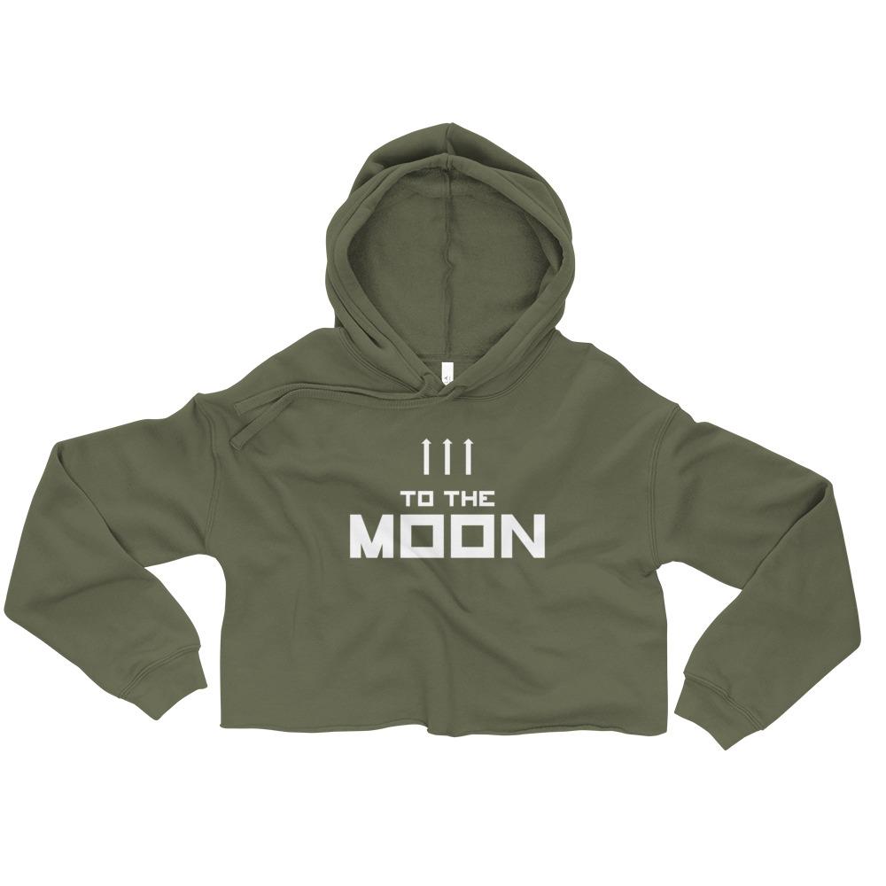 TO THE MOON 4.0 Crop Hoodie Embattled Clothing Military Green S 