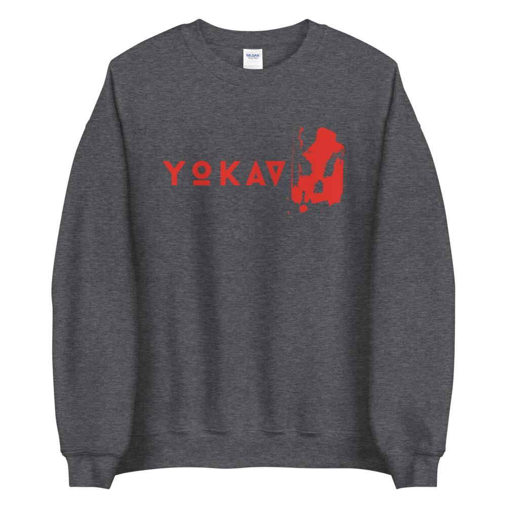 YOKAV LOGO (GAMMA RED) Sweatshirt Embattled Clothing Dark Heather S 