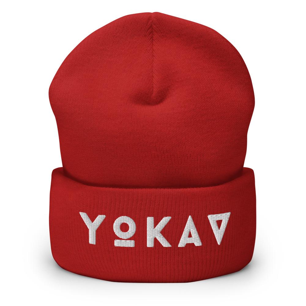 YOKAV LOGOTYPE (GHOST) Cuffed Beanie Embattled Clothing Red 