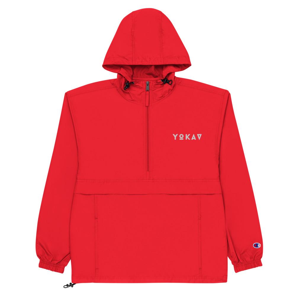 YOKAV LOGOTYPE (GHOST) Embroidered Champion Packable Jacket Embattled Clothing Scarlet S 